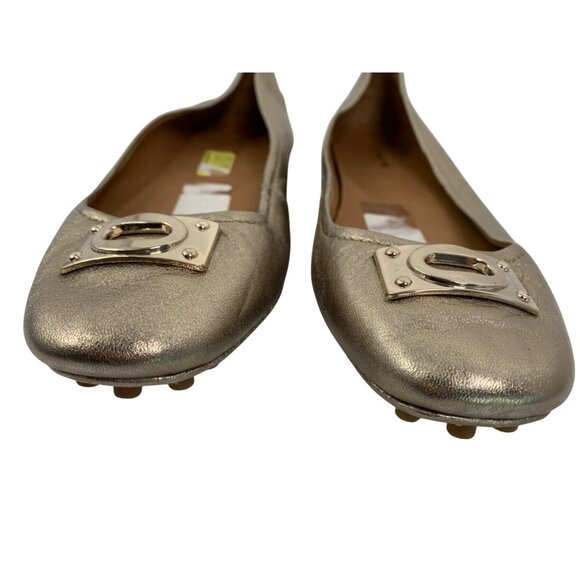 Metallic Gold Leather 9.5 Coach Driving Loafers Rubber Sole 9.5 Ballet Flats - Picture 6 of 12